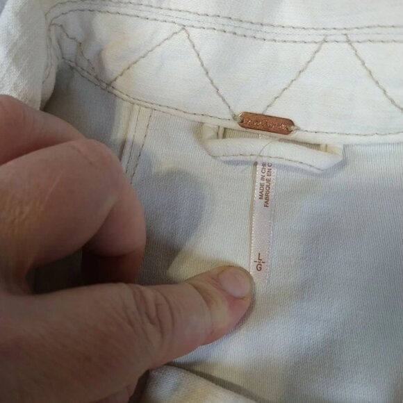 Free People Not Your Brothers Surplus Jacket Womens Large Full Zip Button Ivory - Picture 4 of 9